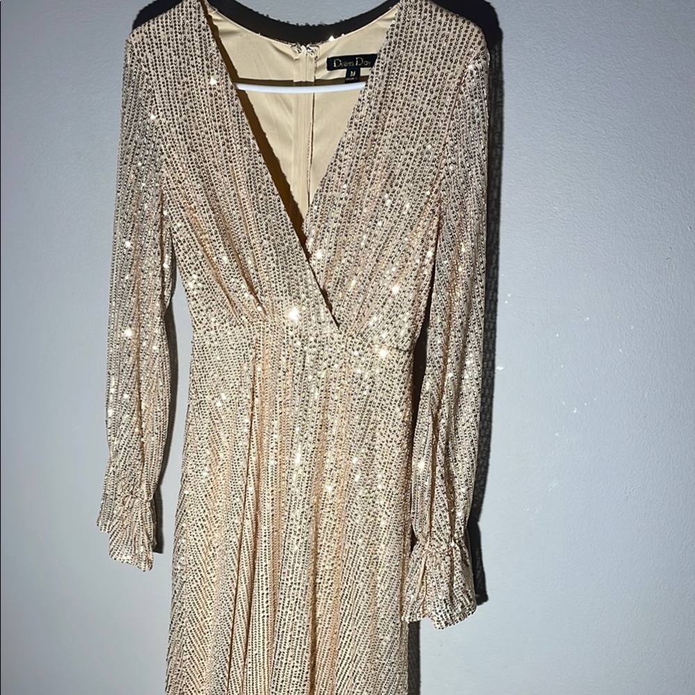 Gold sequin long dress